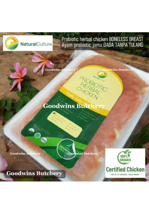 Chicken ayam PROBIOTIC ORGANIC herbal jamu low-fat Natural Culture frozen portioned BREAST DADA BONELESS (price/pack 450-500g 2pcs)